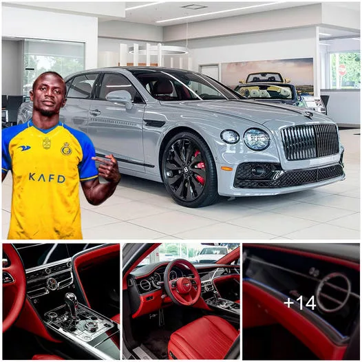 “Sadio Mané’s Latest Acquisition: A Stunning 2023 Bentley Flying Spur Hybrid in Canbrian Gray Hotspur Supercar”